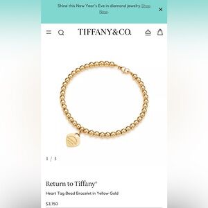 Tiffany & Co. Return To Tiffany Heart Tag Bead Bracelet 18K Yellow Gold